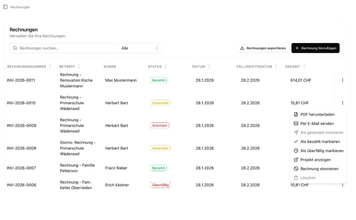 Werkli Buchhaltung und Mahnwesen